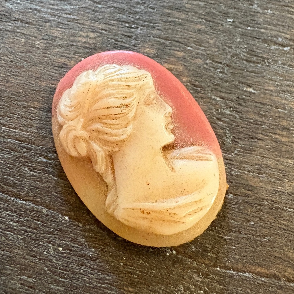 Vintage Cameo Woman Profile, 1”